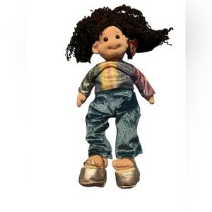 Ty Beanie Boppers “Jammin Jenna” Plush Doll with Rainbow Top and Blue Pants